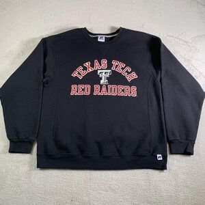 Vintage Texas Tech Red Raiders Sweatshirt Mens Large Black NCAA College Russell
